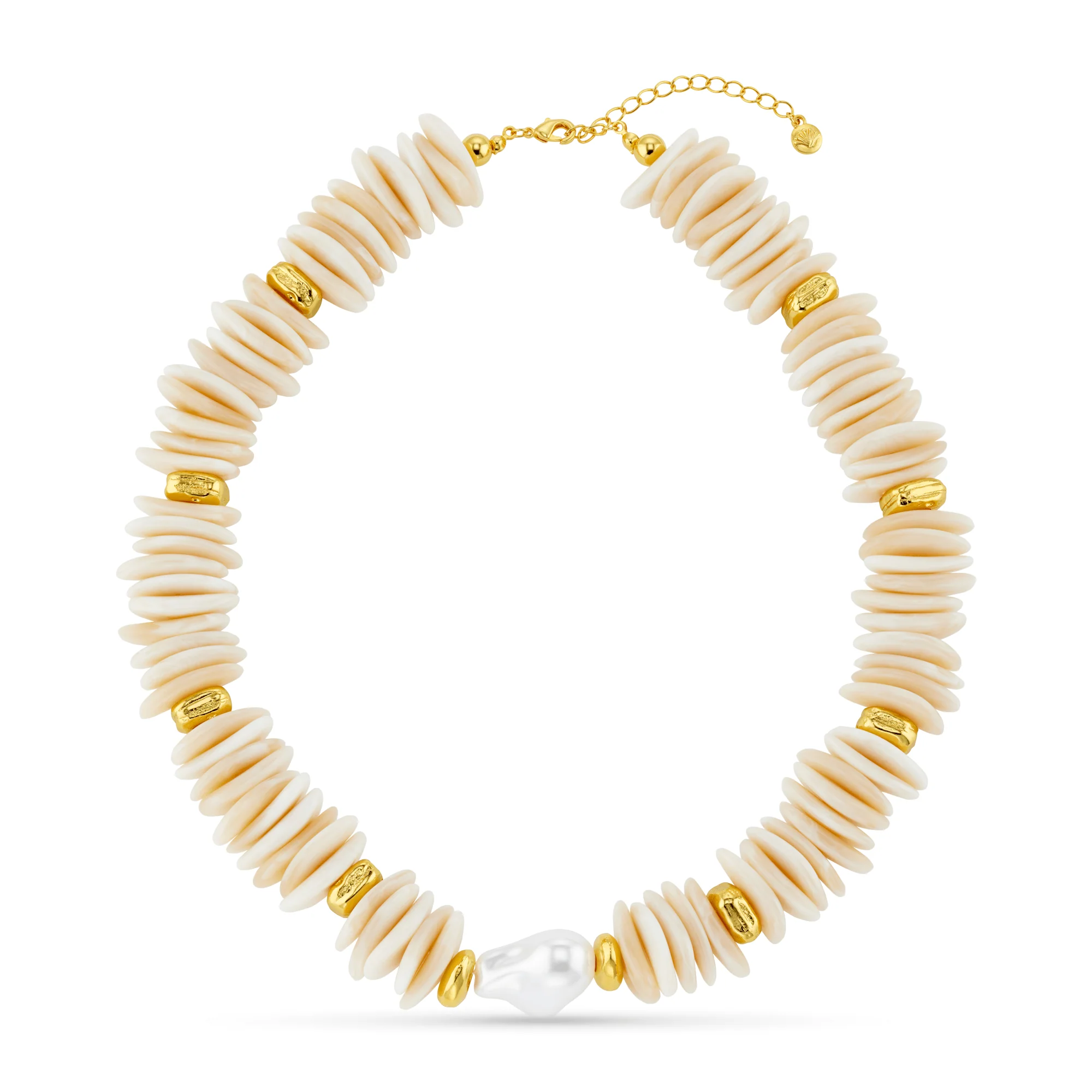 Statement Chip & Stationed Pearl Necklace - Image 4