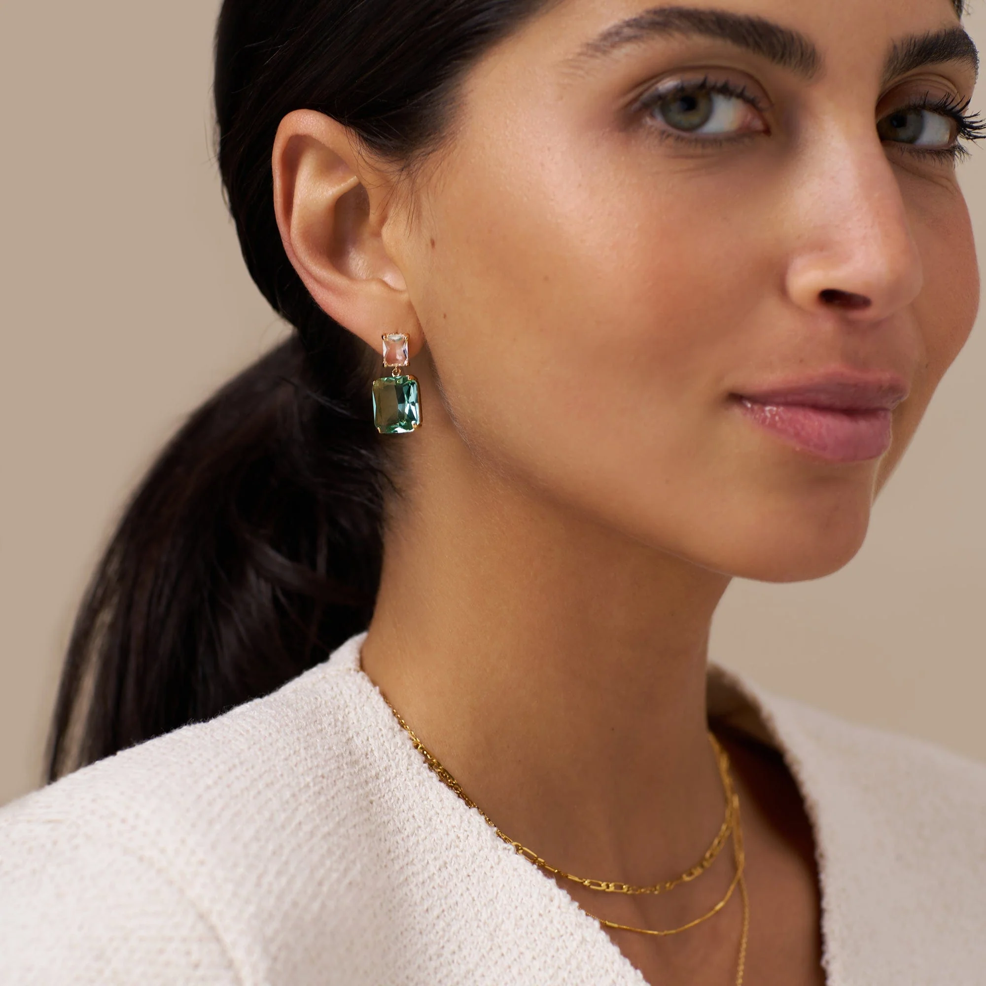 Statement Crystal Double Drop Earrings - Image 2