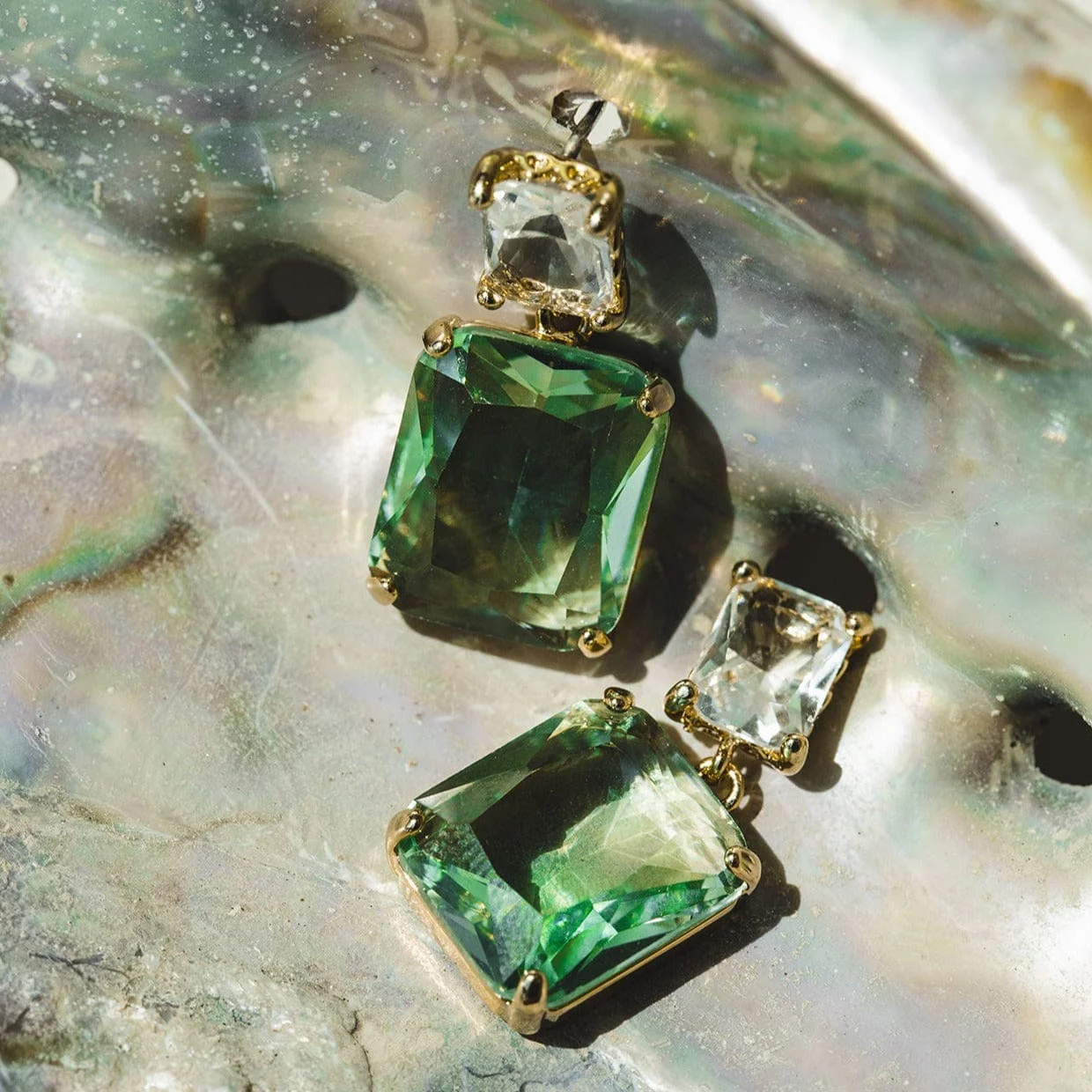 Statement Crystal Double Drop Earrings - Image 3
