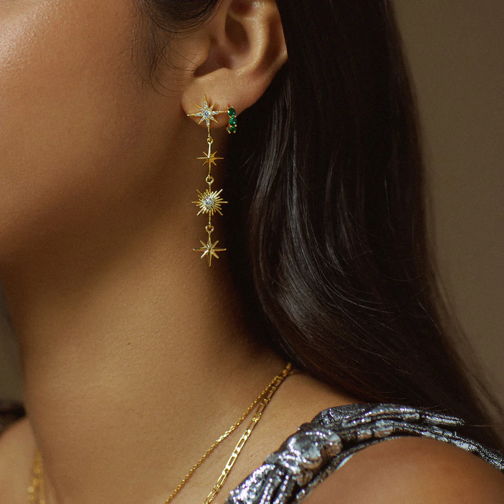 Statement Crystal Starburst Drop Earrings - Image 2