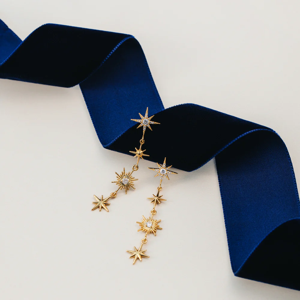 Statement Crystal Starburst Drop Earrings - Image 3