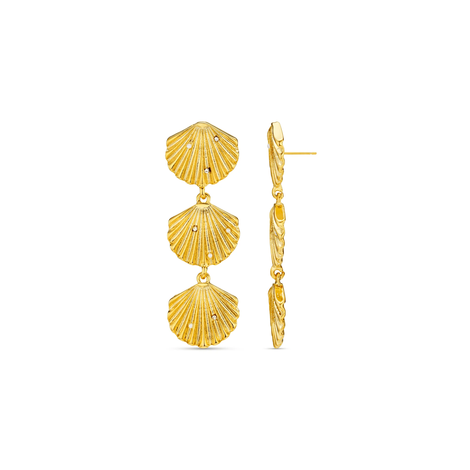 Statement Embellished Shell Drop Earrings - Image 3