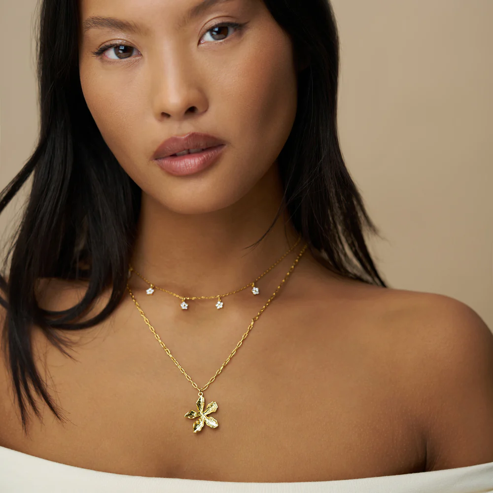 Statement Textured Flower Necklace - Image 2
