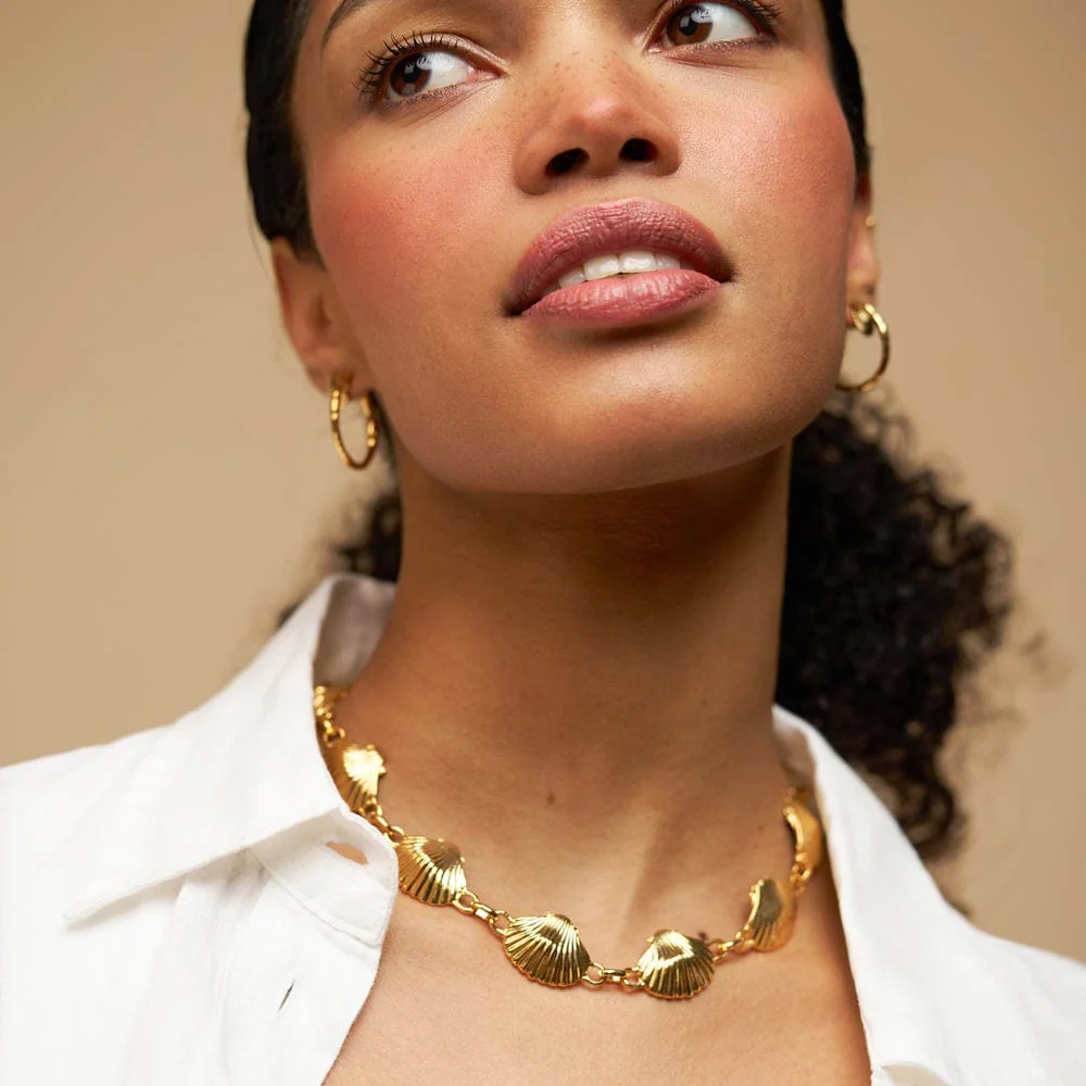 Statement Metal Shell Collar Necklace - Image 2