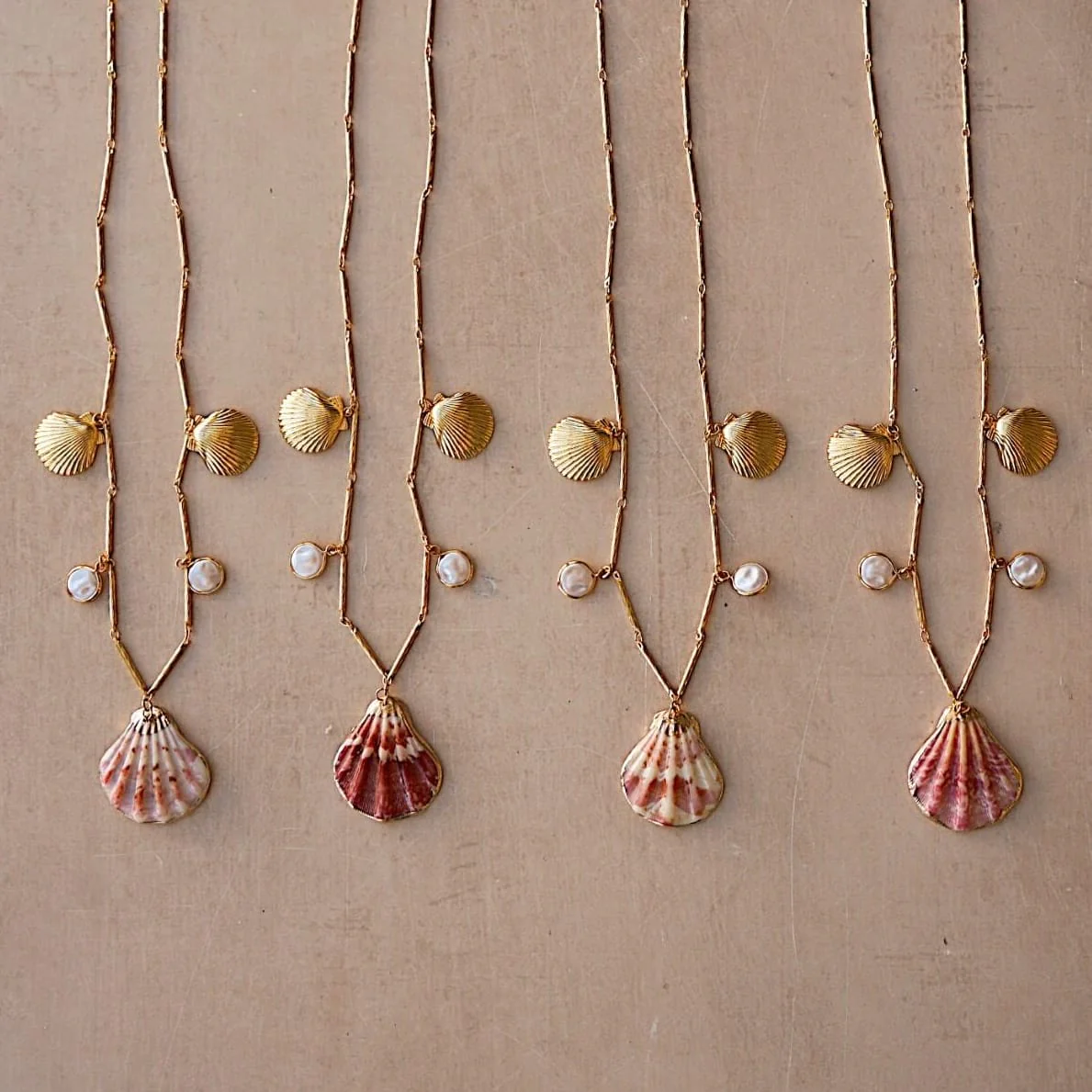 Mixed Shell & Pearl Charm Necklace - Image 5