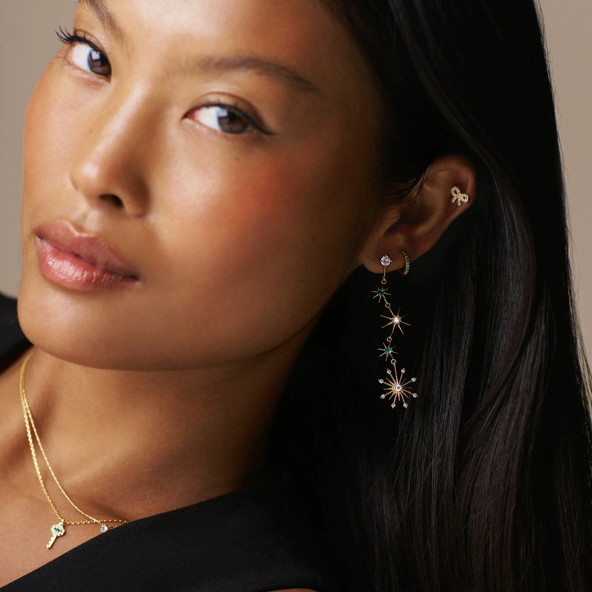 Statement Mixed Starburst Drop Earrings - Image 2