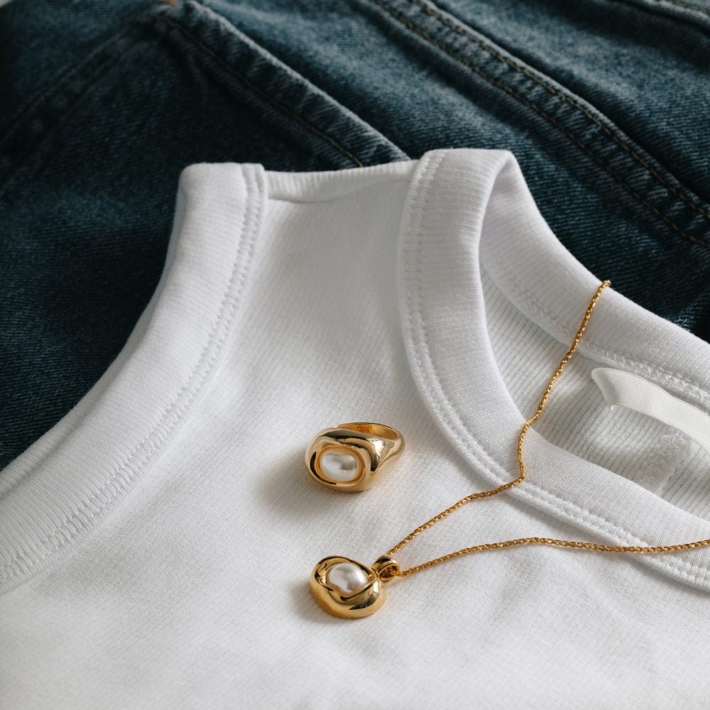 Statement Molten Pearl Necklace - Image 4