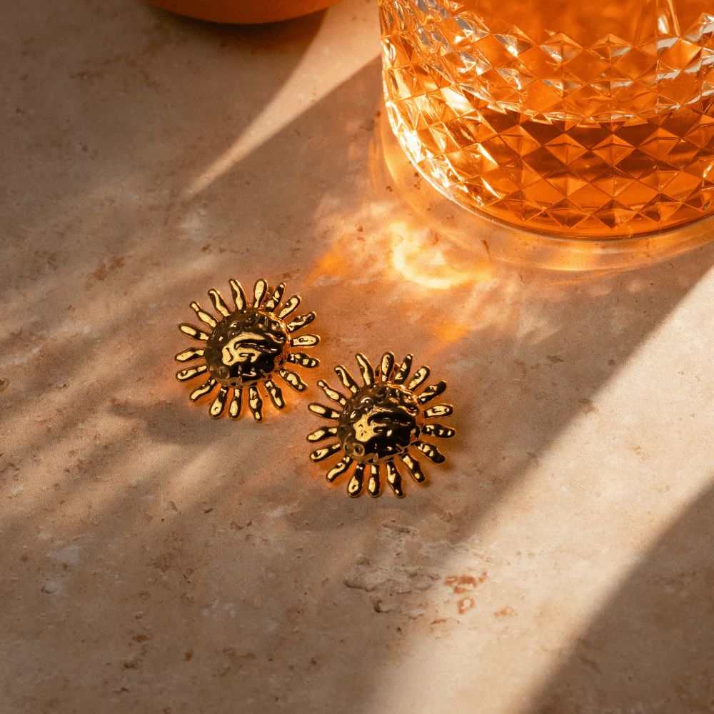 Statement Molten Sun Stud Earrings - Image 4