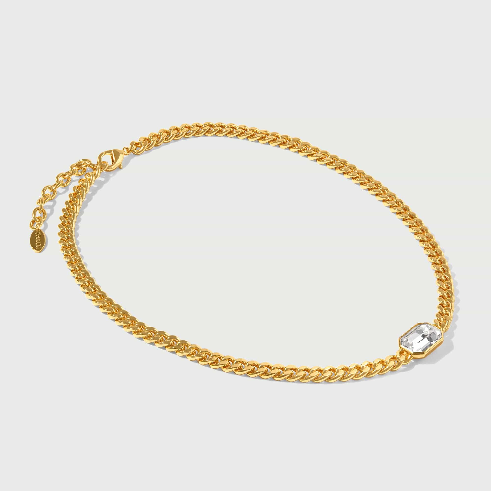 Statement Octagon Crystal Chain Necklace - Image 7