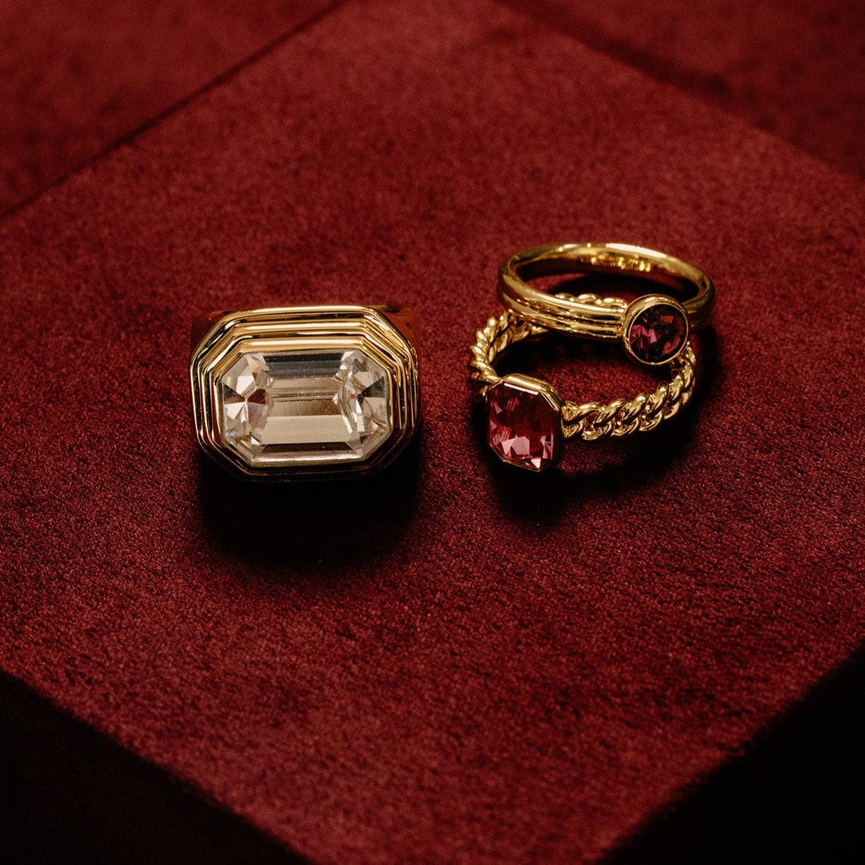 Statement Octagon Crystal Ring - Image 3