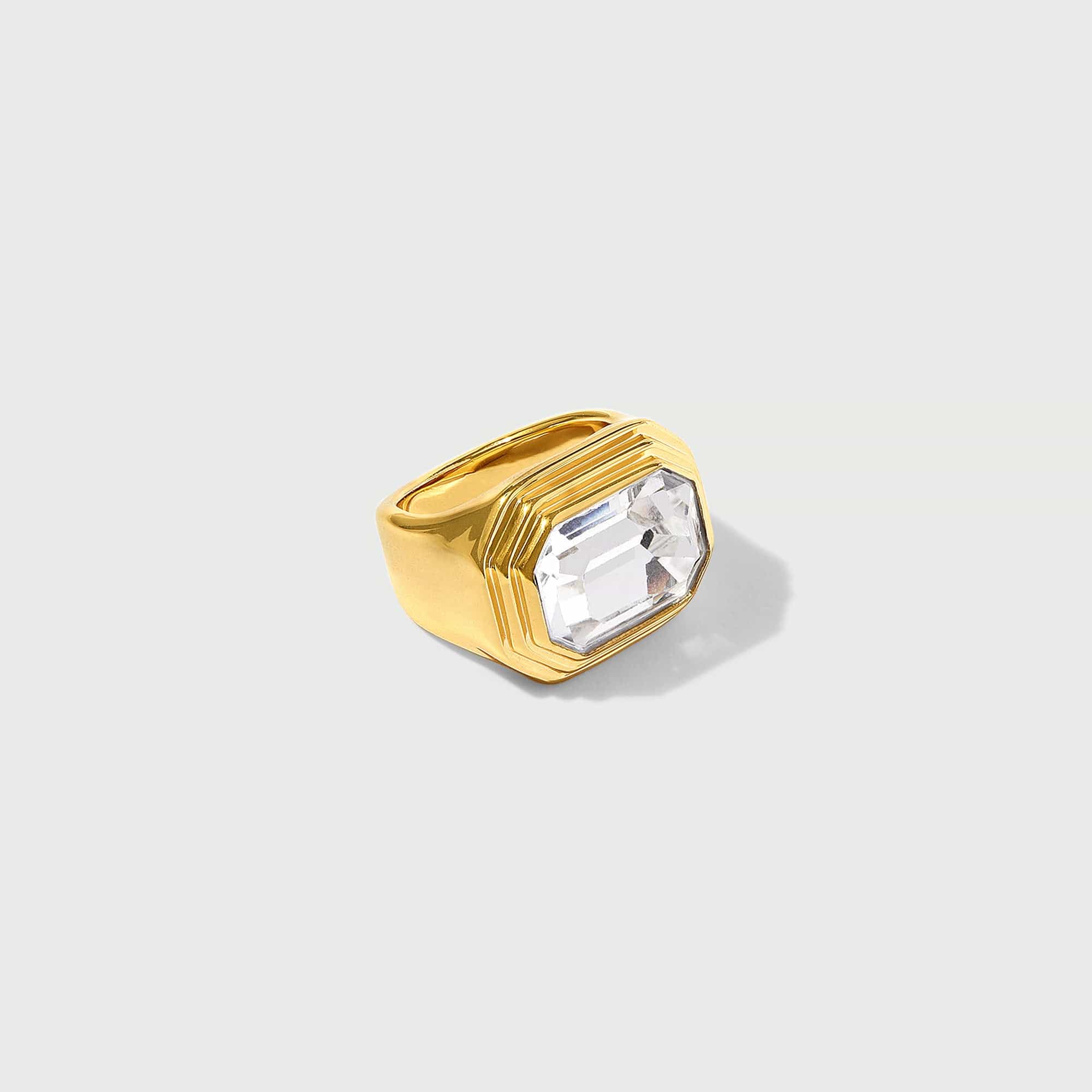 Statement Octagon Crystal Ring - Image 5