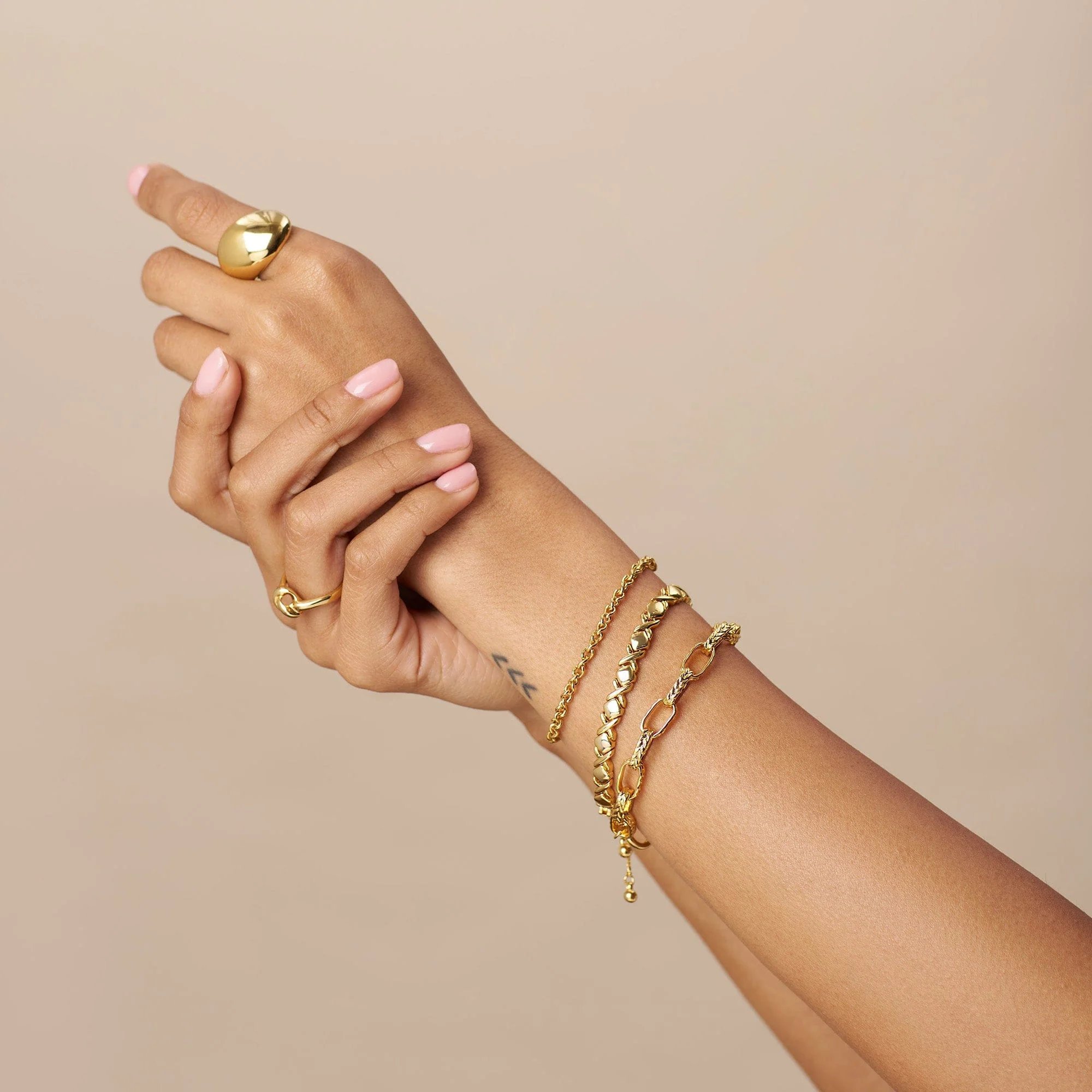 Statement Organic Pebble Ring - Gold - Image 2