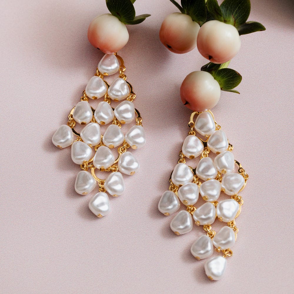Statement Pearl Chandelier Drop Earrings - Image 3