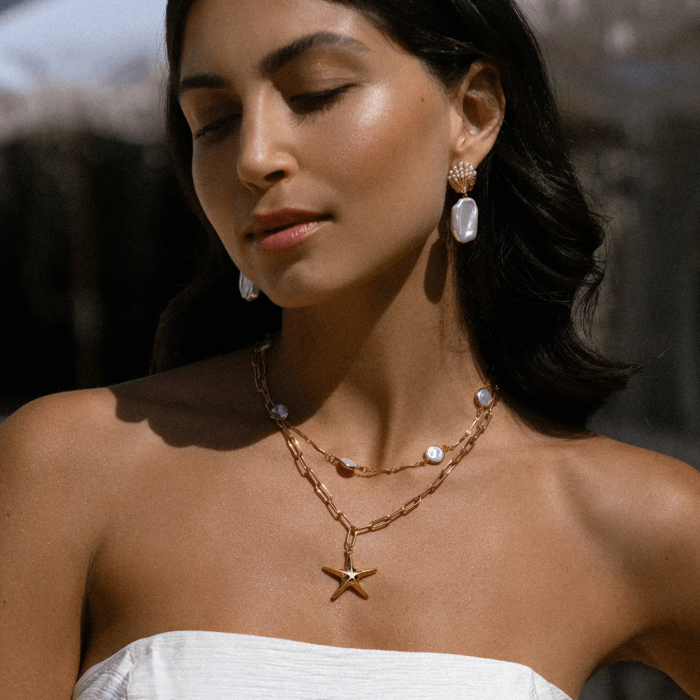 Statement Polished Starfish Chain Necklace - Image 2