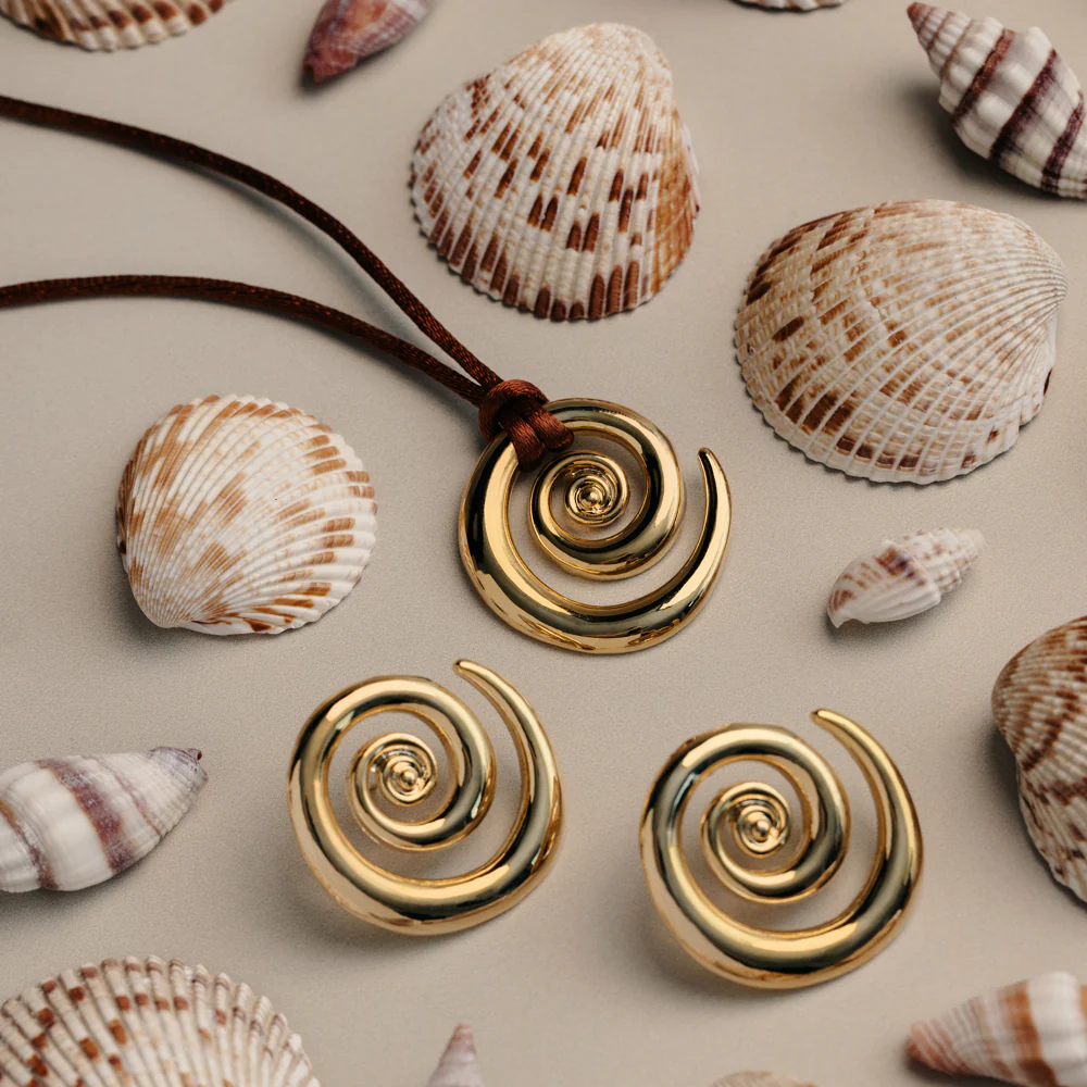 Oversized Spiral Stud Earrings - Image 4