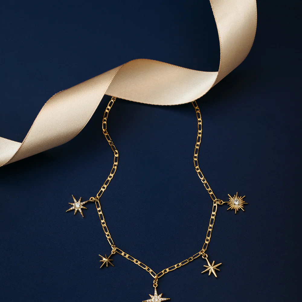 Statement Starburst Charm Drop Necklace - Image 4