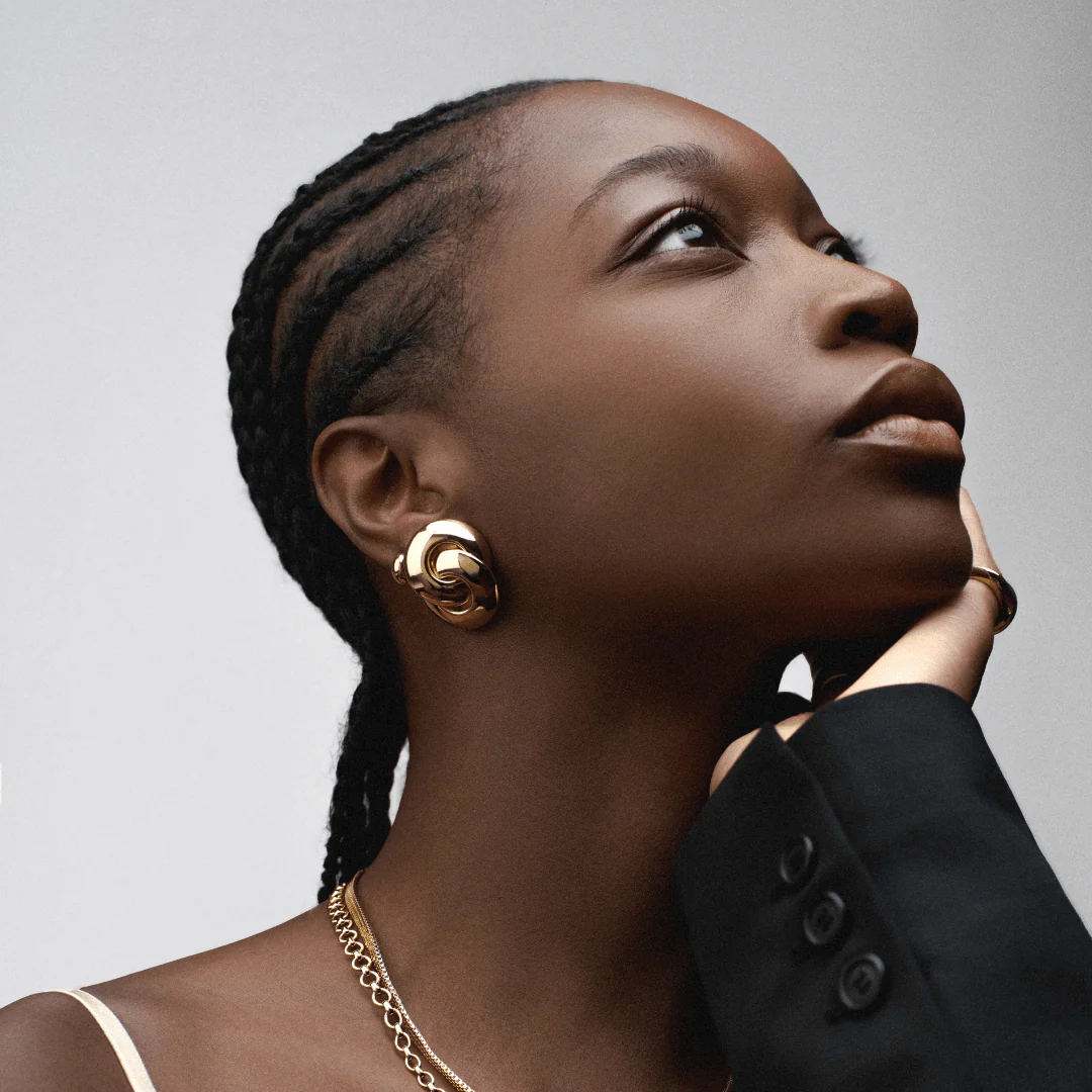Statement Stud Interlocking Earrings - Image 2