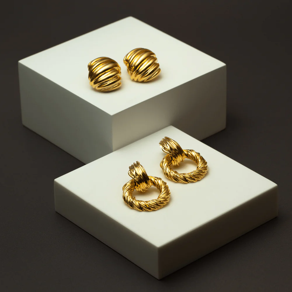 Statement Textured Door Knocker Earrings - Image 3