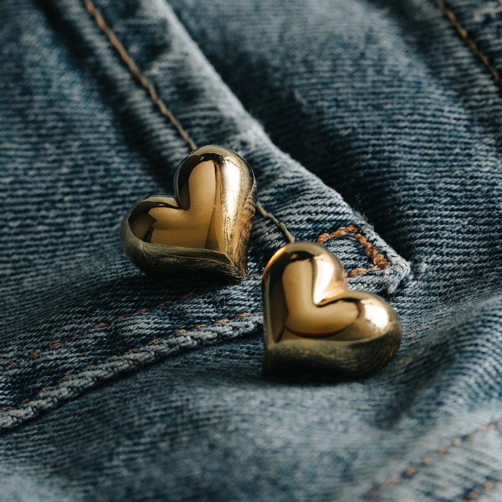 Statement Voluminous Heart Stud Earrings - Image 3