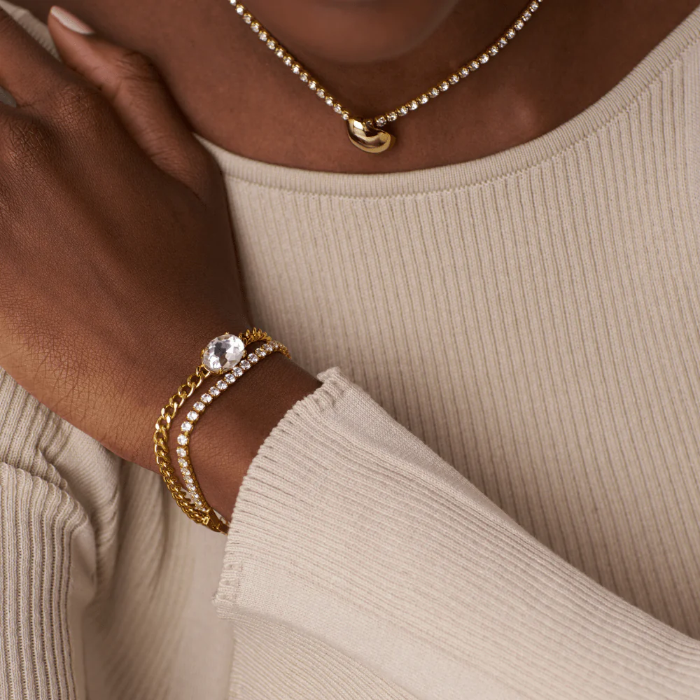 Stationed Crystal Chain Bracelet - Image 2