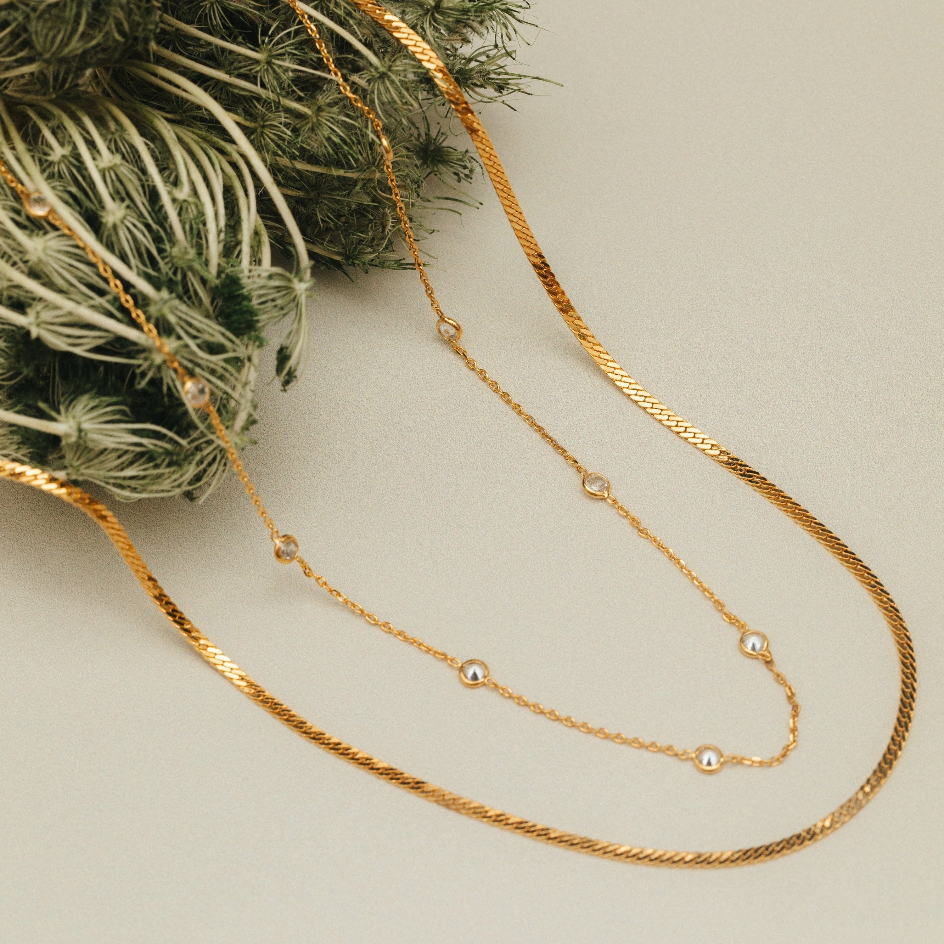 Stationed Crystal & Snake 2-Row Necklace - Image 3