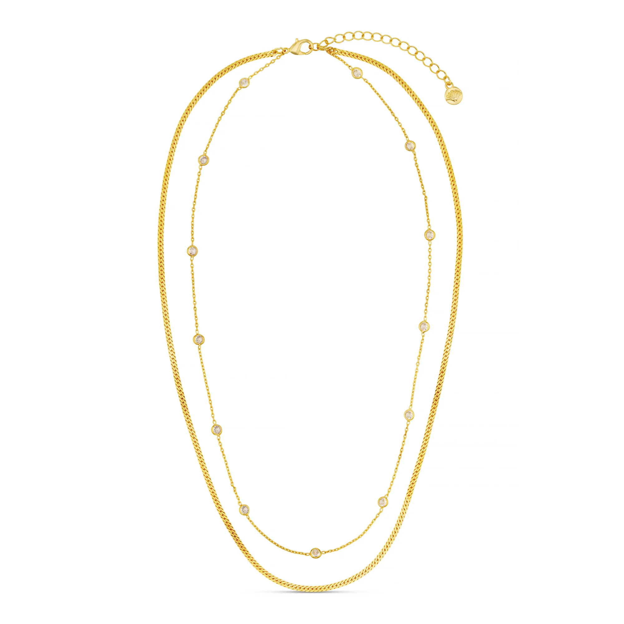 Stationed Crystal & Snake 2-Row Necklace - Image 4