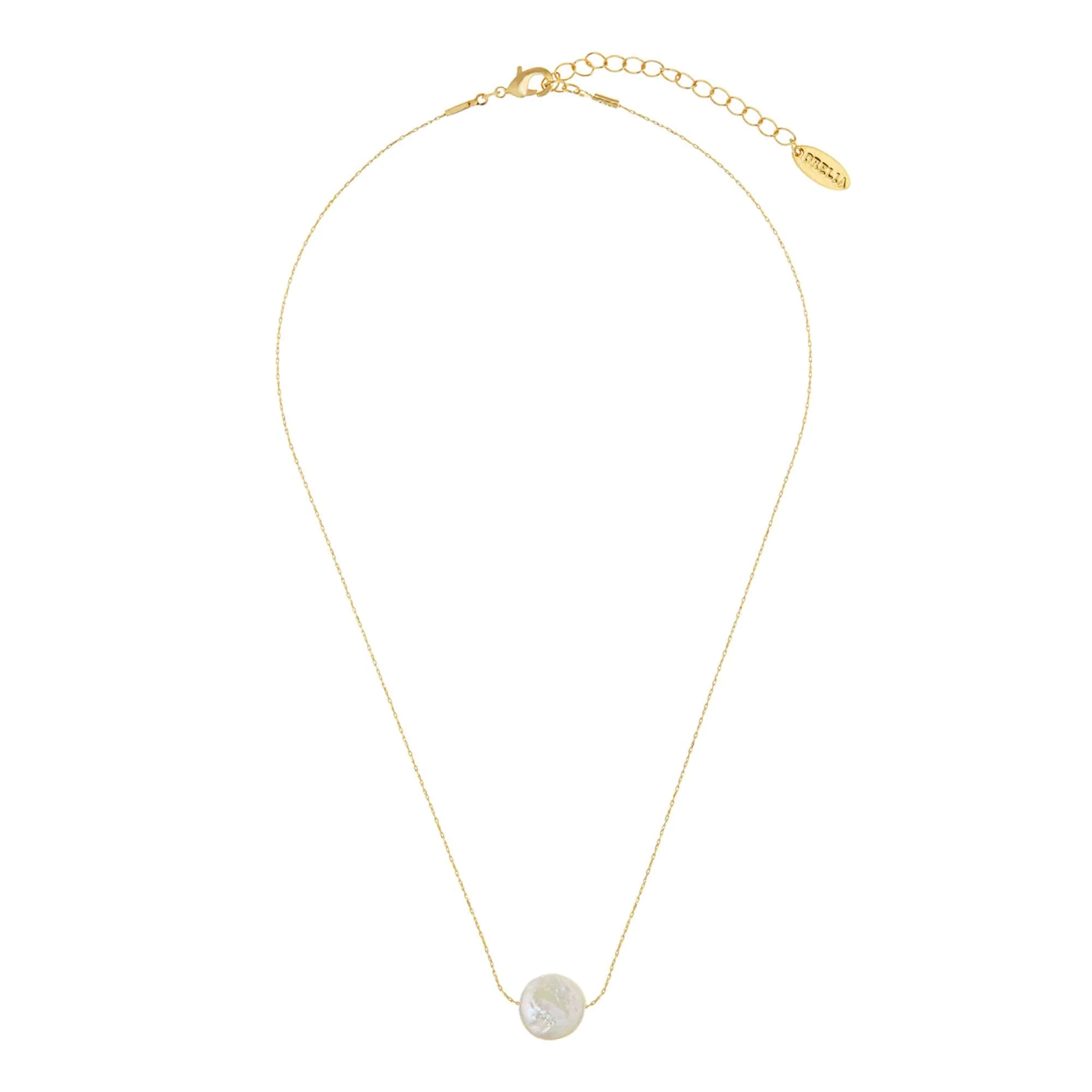 Stationed Flat Pearl Collar Necklace - Gold - Image 7