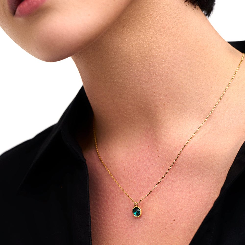 Emerald Necklace Made With Swarovski® Crystals - Gold - Image 4