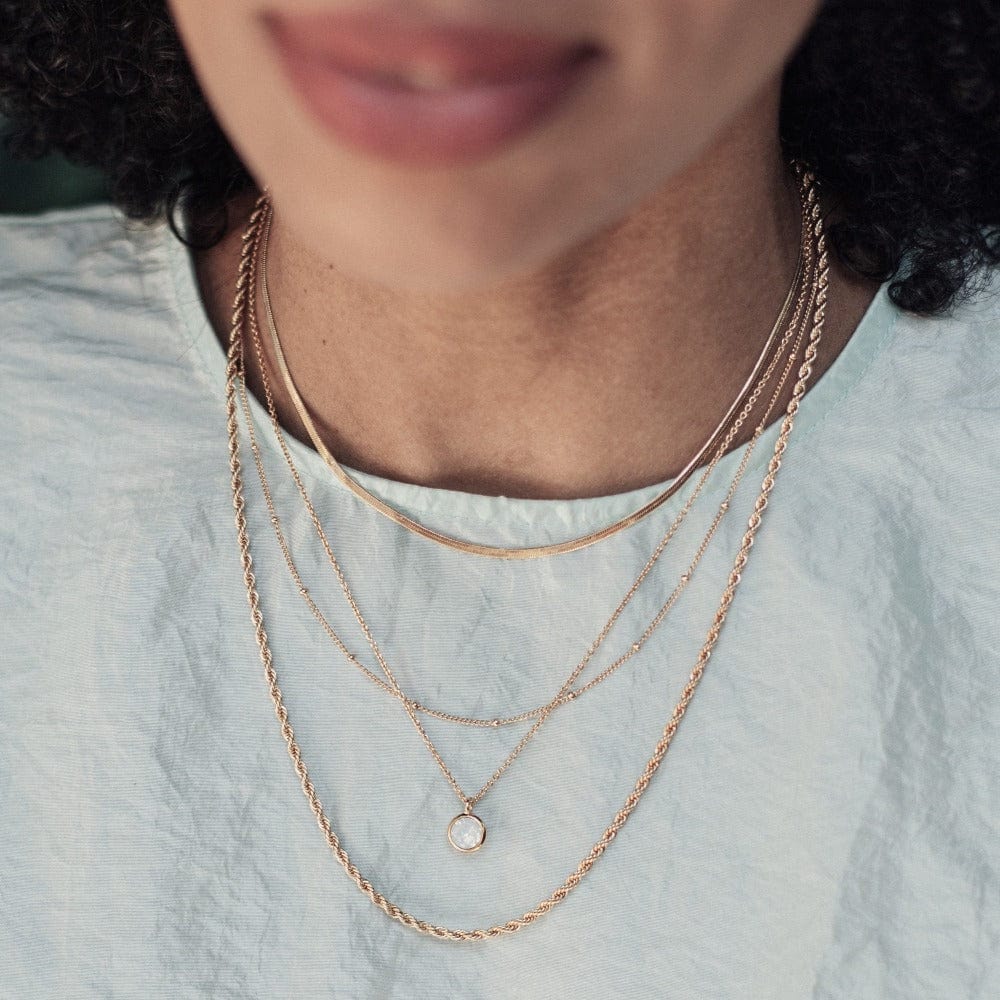 White Opal Necklace Made With Swarovski® Crystals - Gold - Image 4