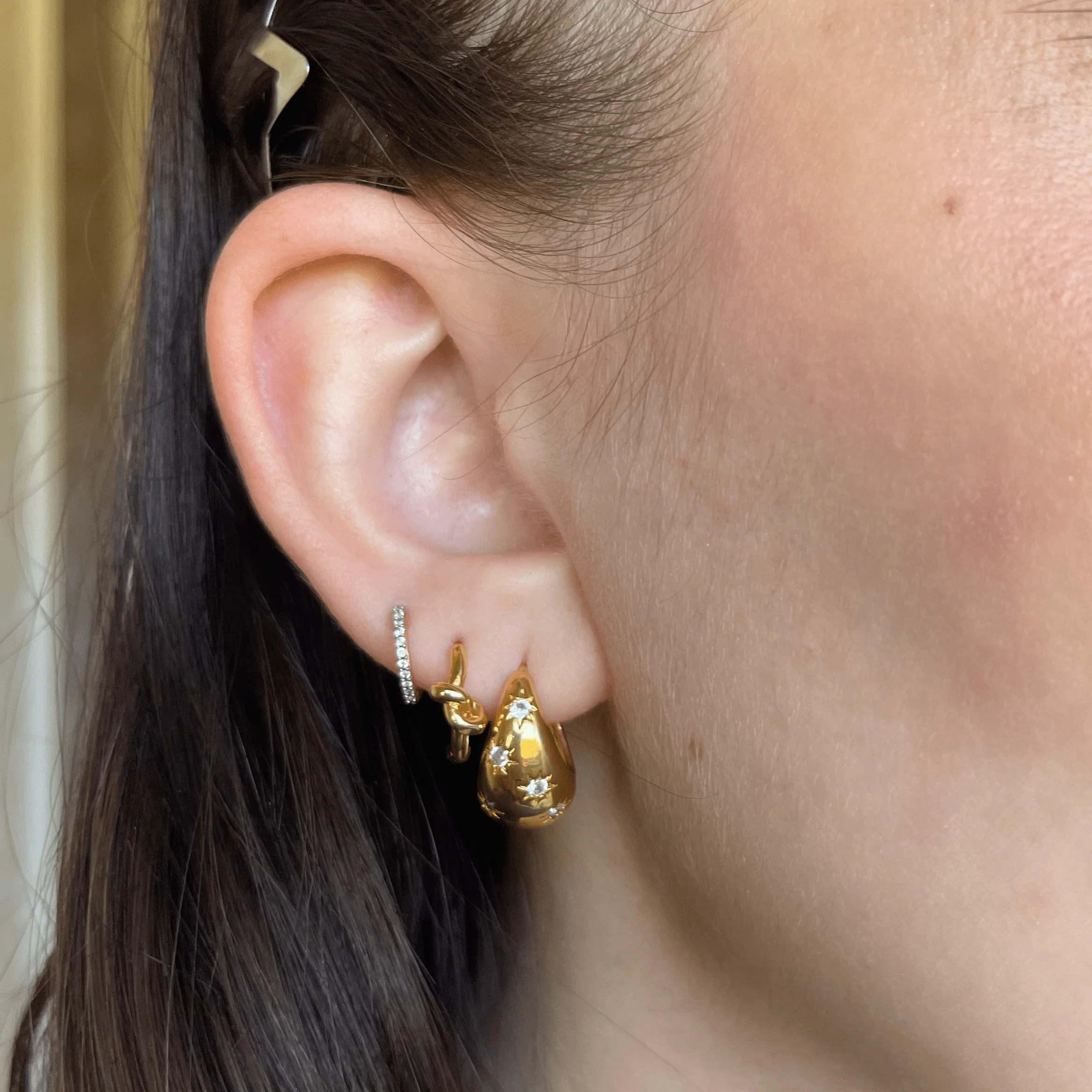 Tapered Crystal Starburst Hoop Earrings - Image 6