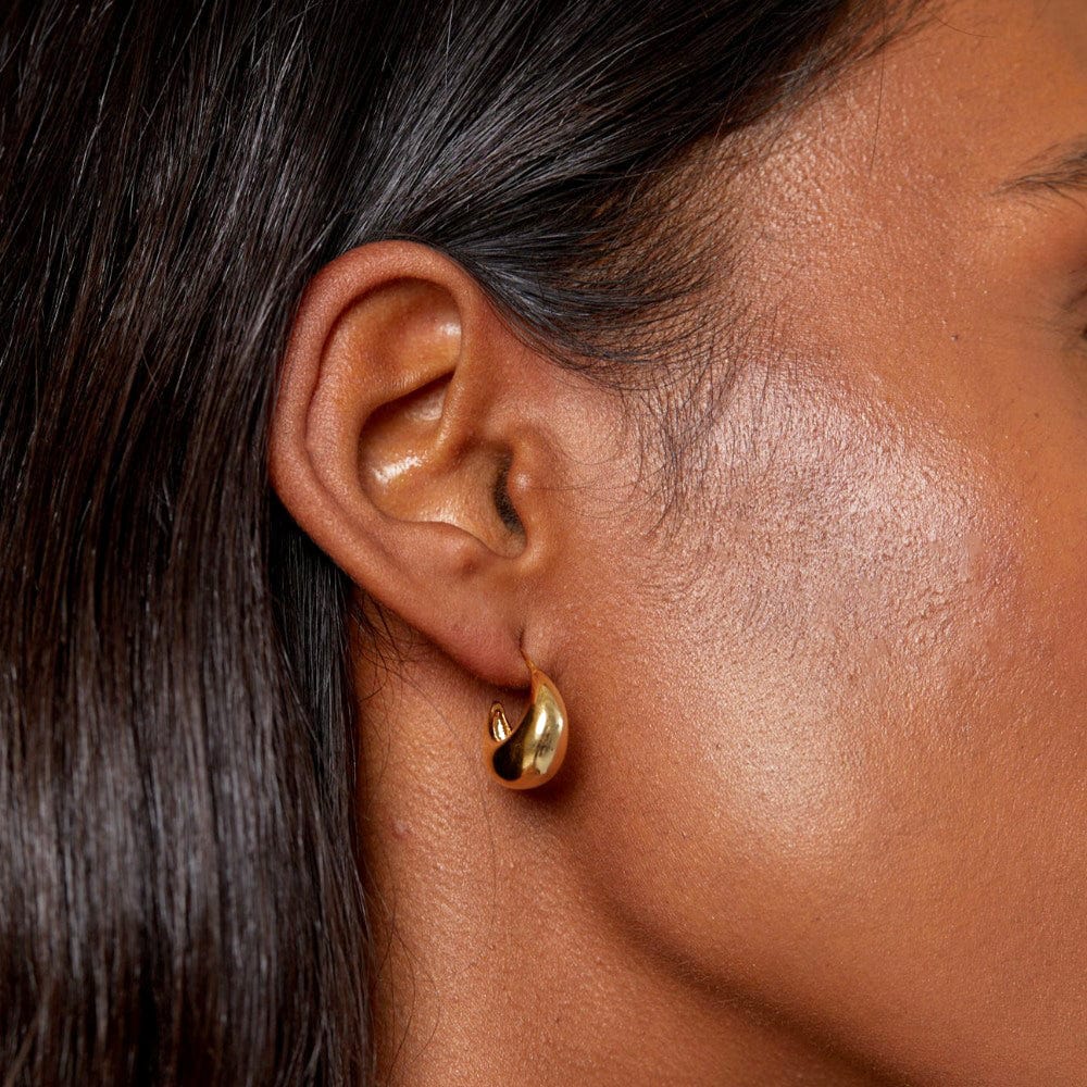 Tapered Domed Hoop Earrings - Gold - Image 4