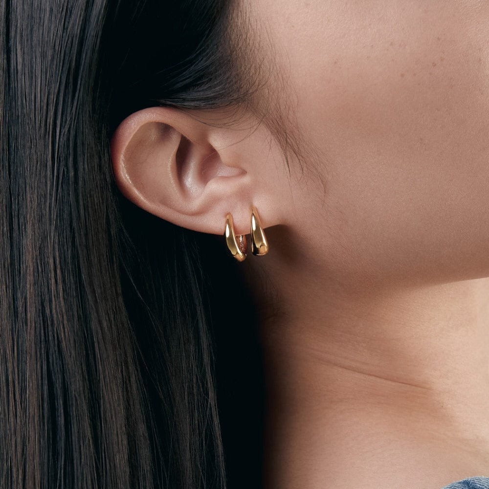 Tapered Hoop Earrings - Gold - Image 3