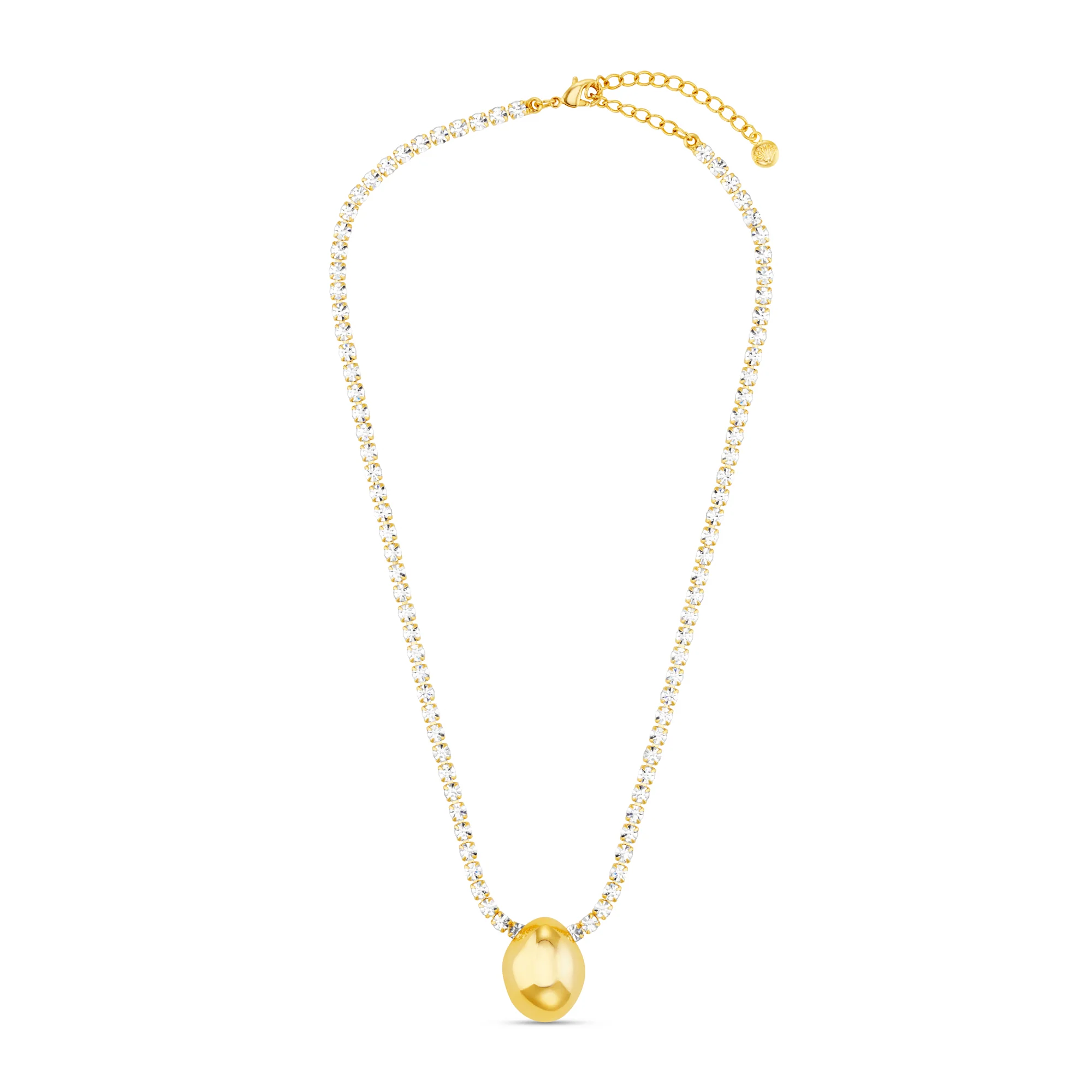 Tennis Chain & Polished Drop Necklace - Image 3