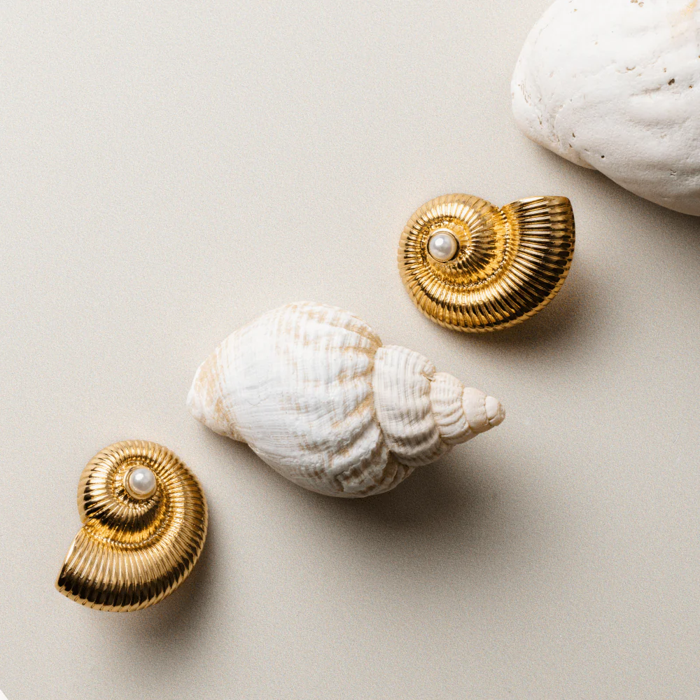 Textured Ammonite Statement Studs - Image 3