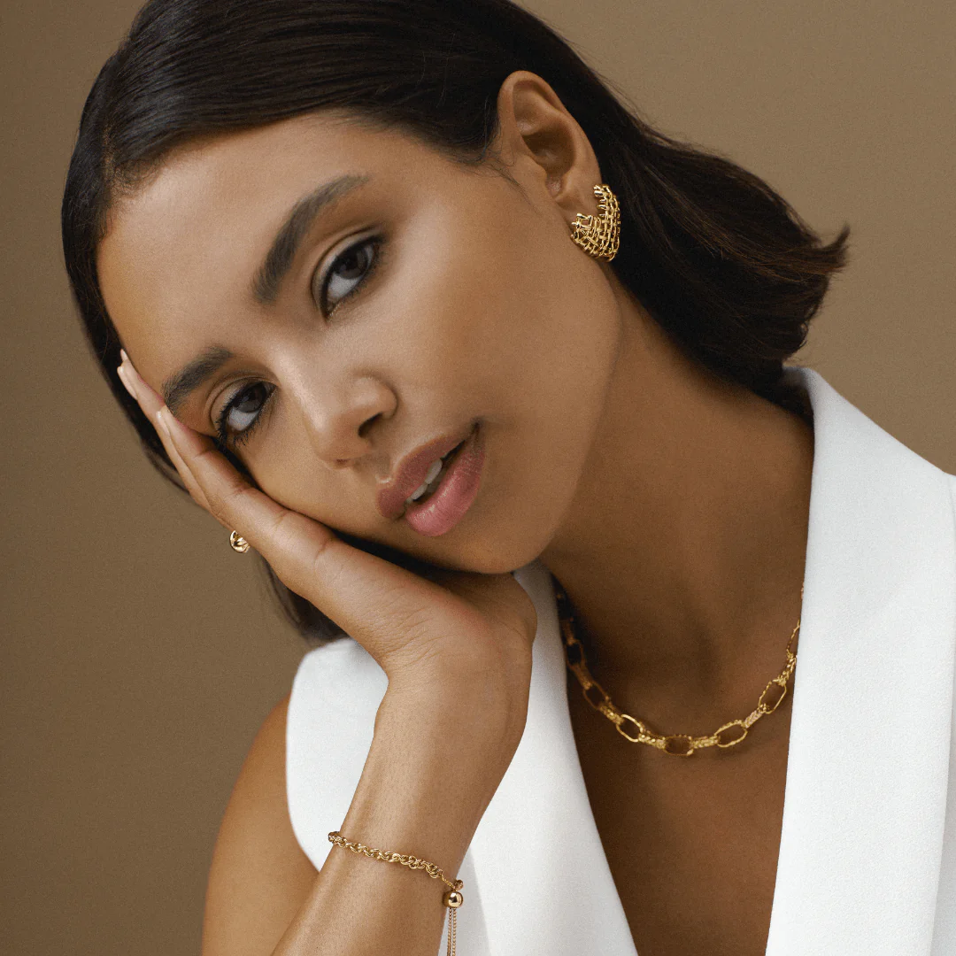 Textured Oval Link Chain Necklace - Image 2