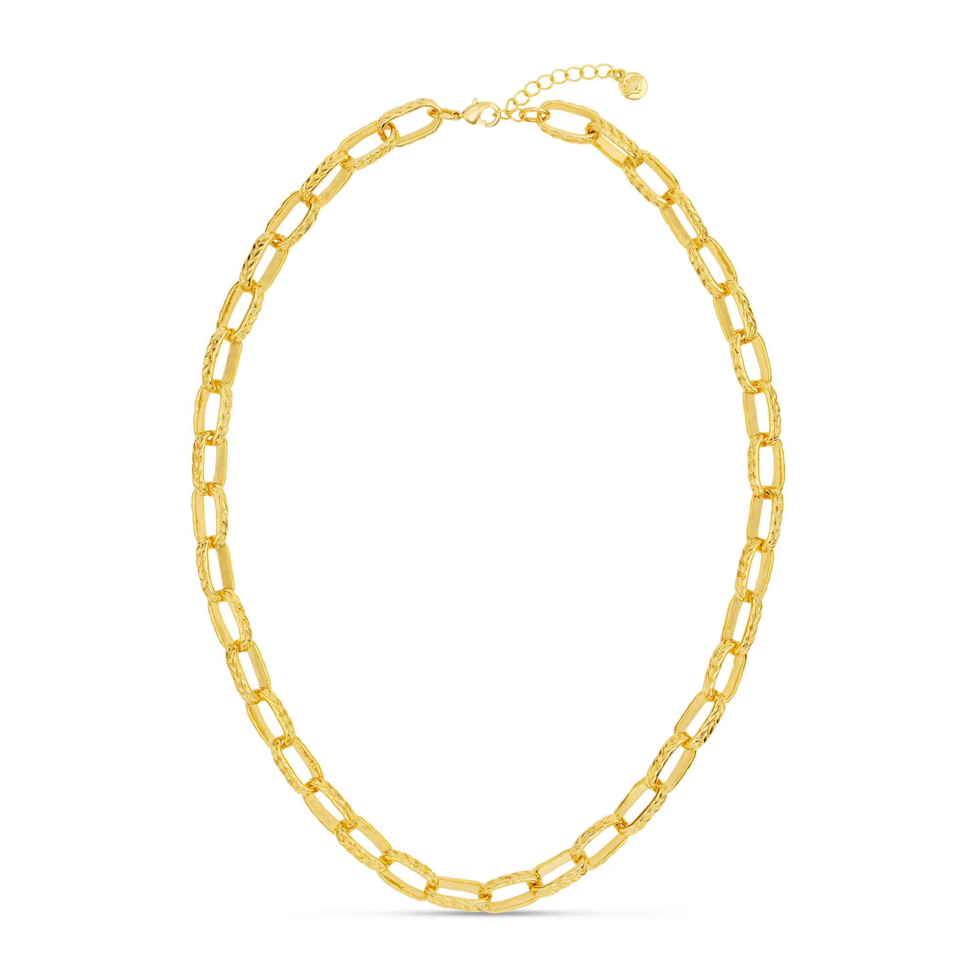 Textured Oval Link Chain Necklace - Image 3