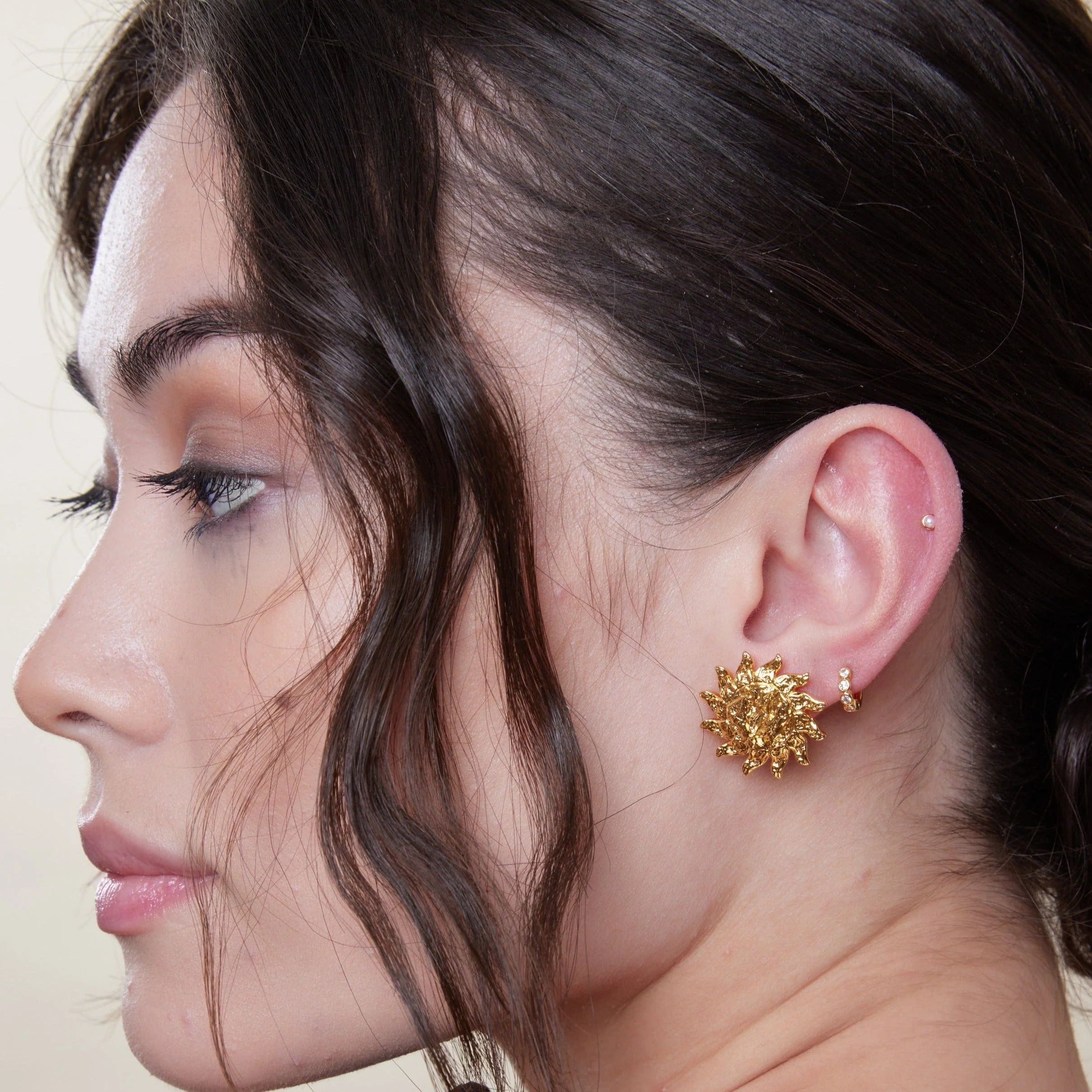 Tiny Pavé Micro Hoop Earrings - Image 3