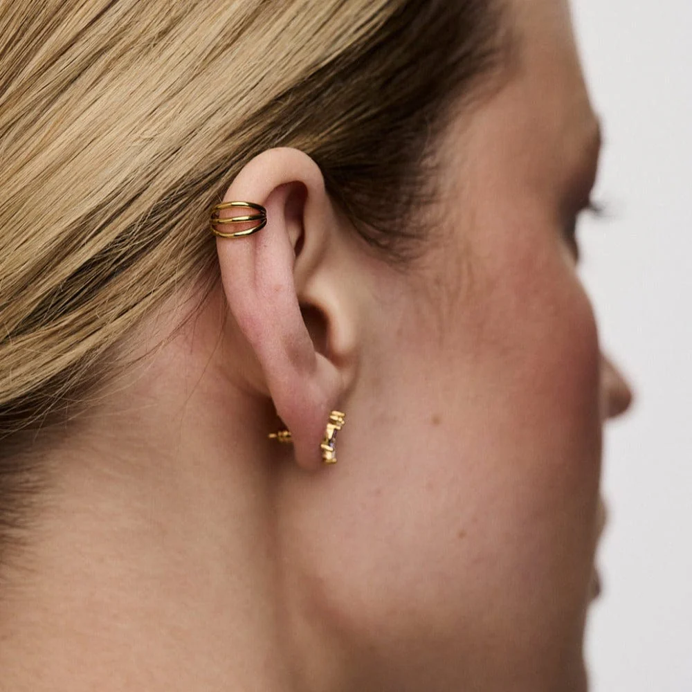 Triple Row Clicker Hoop 8mm - Gold - Image 2