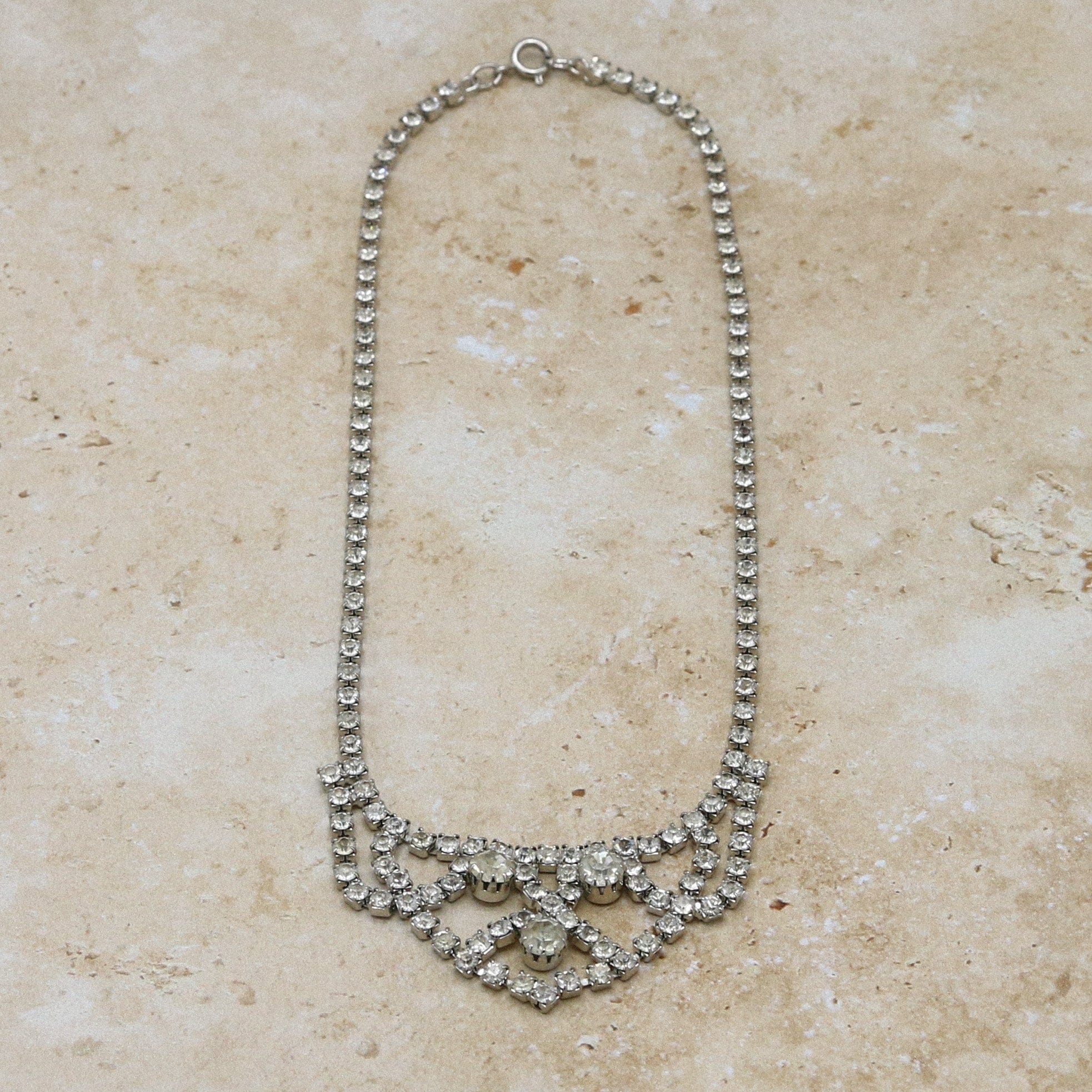 Vintage Crystal Cup Chain Collar Necklace - Image 2