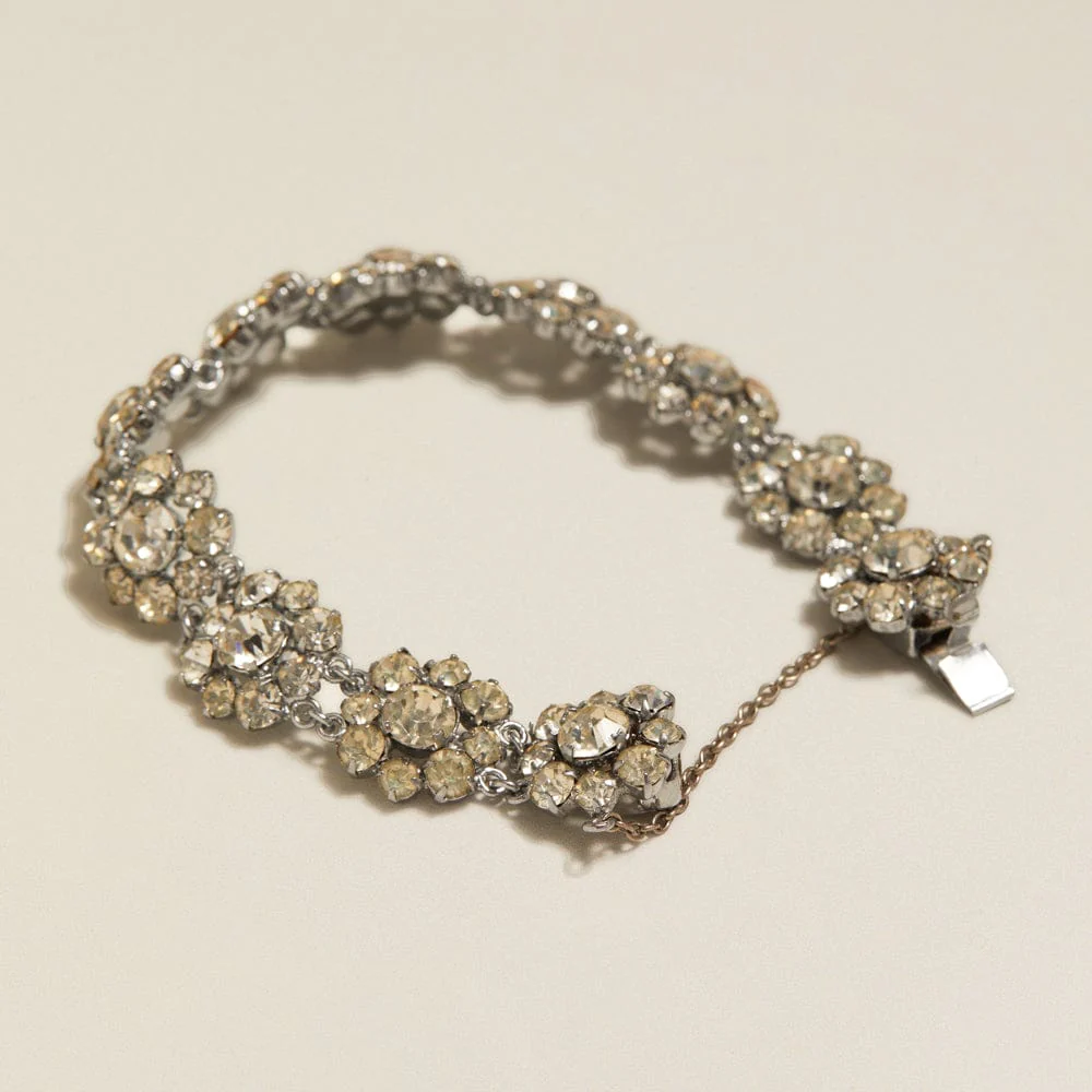 Vintage Crystal Flower Bracelet - Image 2