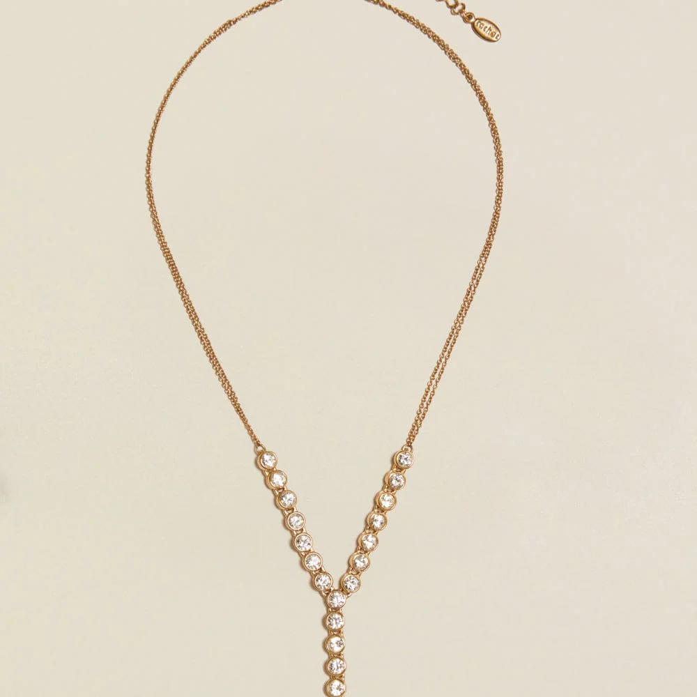 Vintage Fine Crystal Tennis Lariat Necklace - Image 4