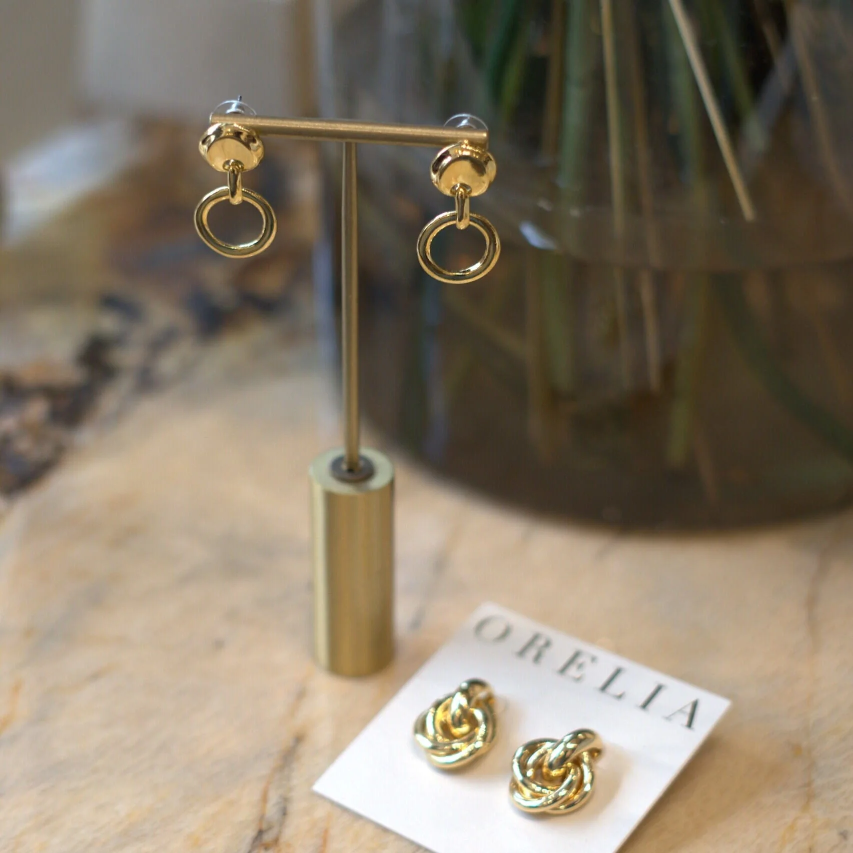 Vintage Hammered Open Circle Drop Earrings - Image 2