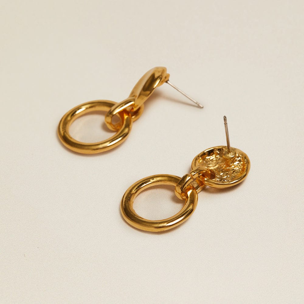 Vintage Hammered Open Circle Drop Earrings - Image 3