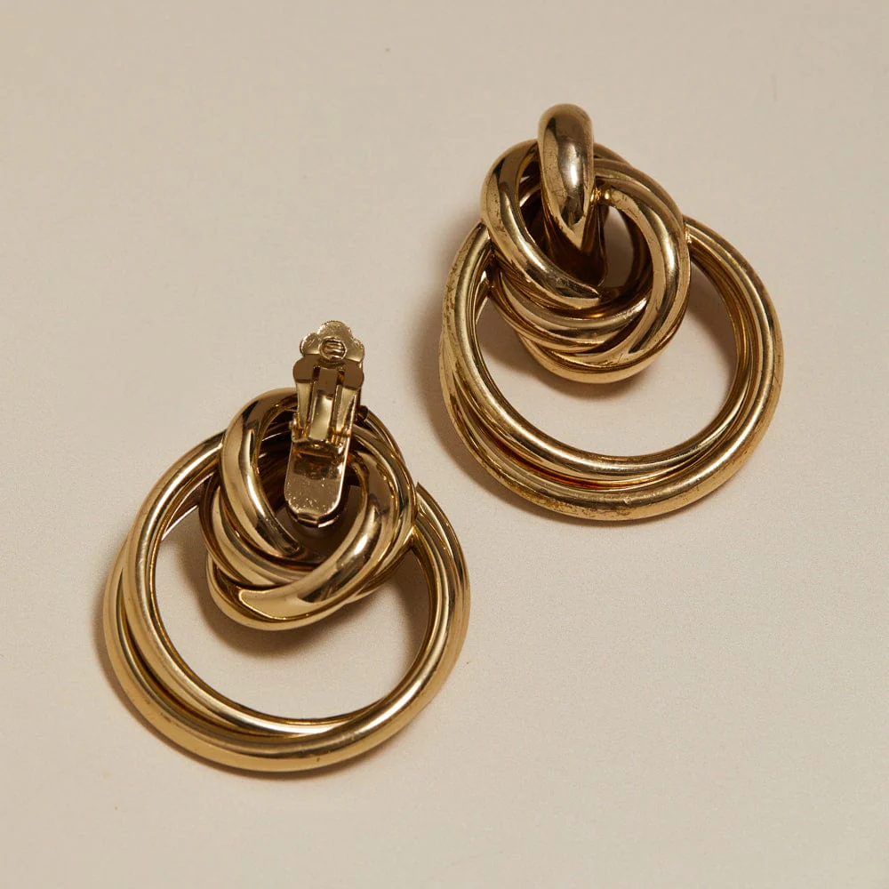 Vintage Oversized Interlocking Earrings - Image 2