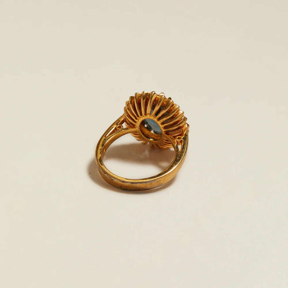 Vintage Pavé & Navy Stone Ring - Image 3