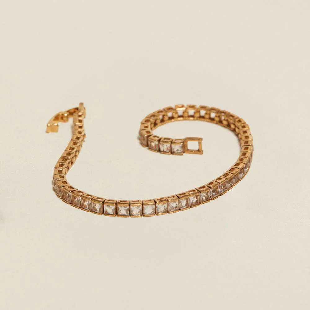 Vintage Square Crystal Tennis Bracelet - Image 2