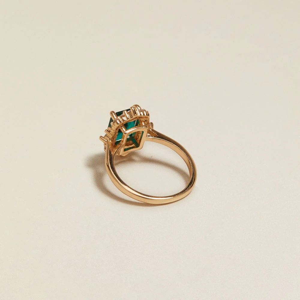 Vintage Square Emerald Pavé Ring - Image 2