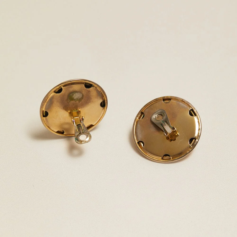 Vintage Statement Floral Engraved Clip-On Earrings - Image 3