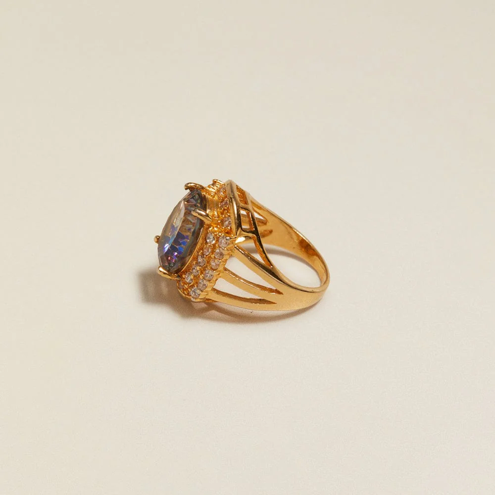 Vintage Statement Grey Pavé Ring - Image 2