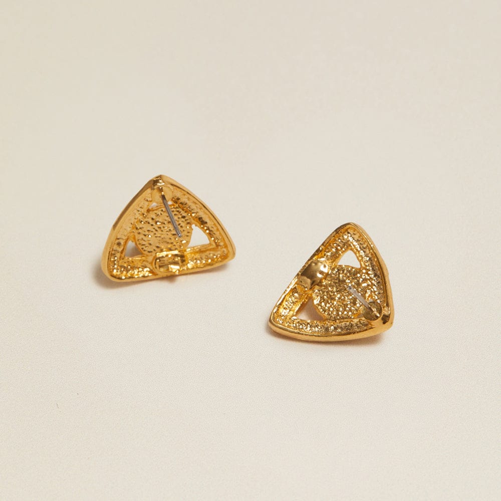 Vintage Triangle Pearl Stud Earrings - Image 3